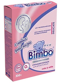 Гипоаллергенный детский стиральный порошок Bimbo произведен для машинной, ручной стирки. Подходит для замачивания детского белья и для машинки автомат. Средство для стирки Бимбо защищает Вашу стиральную машинку от накипи. Мягкая формула без фосфатов, цеол