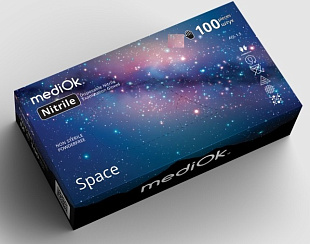 mediOk Перчатки NITRILE черные неопудренные, Space  Размер XL (50пар/уп)