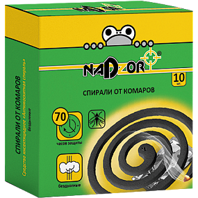  Nadzor Спирали от комаров малодымные без запаха черные 10штук в упаковке