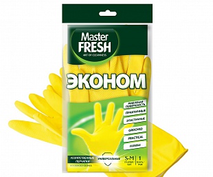 Master FRESH ЭКОНОМ хозяйственные перчатки (латексные), 1 пара средний размер S/M
