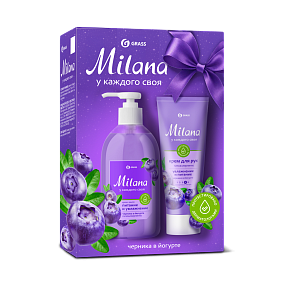 Подарочный набор «Milana черника в йогурте» мыло 300мл+крем 80мл