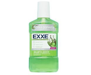 Ополаскиватель для полости рта ЕХХЕ содержит в составе комплекс экстрактов и компонентов, обладающий общеукрепляющими свойствами и освежающим эффектом. Эфирные масла эвкалипта, тимьяна и экстракт аира укрепляют десны, ментол освежает дыхание и оказывает п